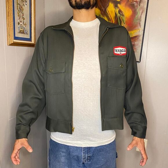 True Vintage 1960s Unitog Texaco Gas Mechanics Zip Up Jacket Size 40 Medium - Picture 1 of 8